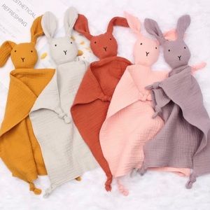 100% Organic Muslin Cotton Bunny Unisex Baby Lovey, security blanket
